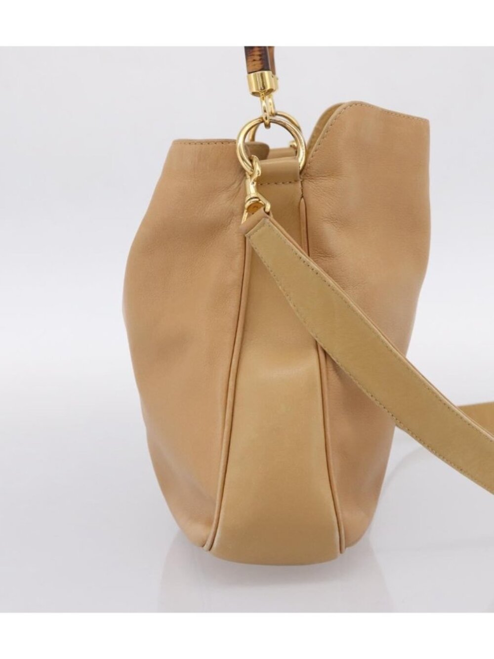 GUCCI Bamboo Shoulder Bag Suede 2way Beige Gold 001 1014 1638 0 - Picture 4 of 16